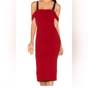 Cinq A Sept Red Midi Dress Off Shoulder with Straps very sexy & chic.